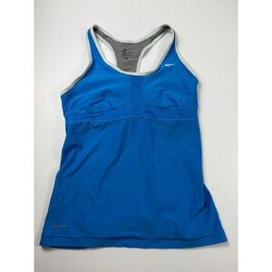 Nike Dri-FIT Tank Top Athletic Racerback Built-In‎ Bra Blue Size M